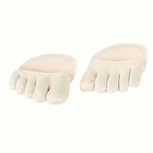 1/2 Pairs Women Anti-Friction Half Palm Five Toe Socks, Sweat Absorbing Sponge Padded, Breathable Half Palm High Heel Inserts