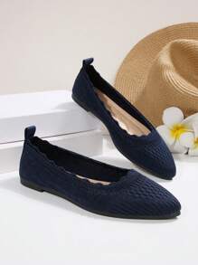 Sapatilhas femininas clássicas de bico , sapatos casuais elegantes e lisos para atividades ao ar livre, confortáveis, antiderrapantes e leves