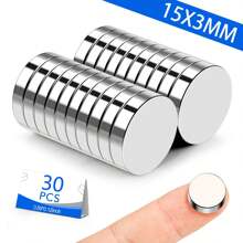 60/150 件 10X3mm 超强钕磁铁，圆形冰箱稀土磁铁，N35 钕铁硼磁铁，10mm*3mm 白板磁铁，适用于办公室、冰箱、厨房配件
