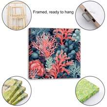 1 Piece Home Decor Wall Framed Canvas Sea Coralline Pattern Home Decor Framed Canvas Wall Art Paintings For Living Room - Canvas Framed Print Wall Artworks Bedroom Decoration Office Wall Decor
