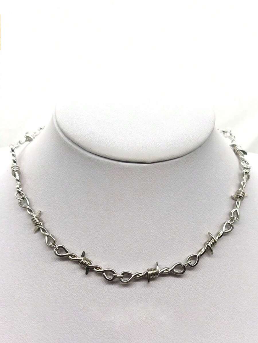 1pc Fashion Punk Gothic Style Thorns Necklace, Unisex Suitable For Everyday Couple Wear