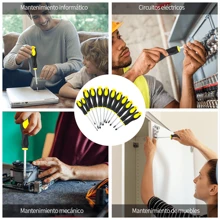 12PCS Juego de Desarmadores-Destornilladores de Precisión Extraíble Profesional Magnética Kit de Herramientas de Reparación para Computadora Móvil Teléfono Inteligente Consola de Juegos  Kit de Destornilladores Desarmadores Craftsman juego de destornilladores profesionales de agarre de cojín (12piezas) - Negro - Ver 11