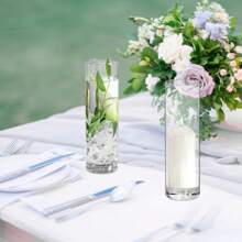 Tomnk 15/30/50pcs Glass Vases For Centerpieces, 7.5in Slim Flower Vases Wedding Table Decor For Single Rose Vases Bulk, Home Aesthetic Desk Decor, Party Decorations, Mother's Day Decor, Ideal Mother's Day Gift - 透明 - 查看 5