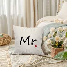 2pcs 45cmx45cm Mr & Mrs Single Sided Printed Throw Pillow Case Set - Multicolor - View 10