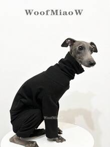 Italian Greyhound & Whippet 4-Leg Fleece Jumpsuit, Soft & Comfortable Multi-Color Hoodies Suitable For Medium & Large Dogs, Elastic Solid Color Outdoor & Indoor Apparel - Black - View 7