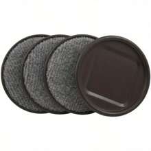 4" Wide Round Furniture Caster Cup Plastic For Hardwood Brown, 4 Pack