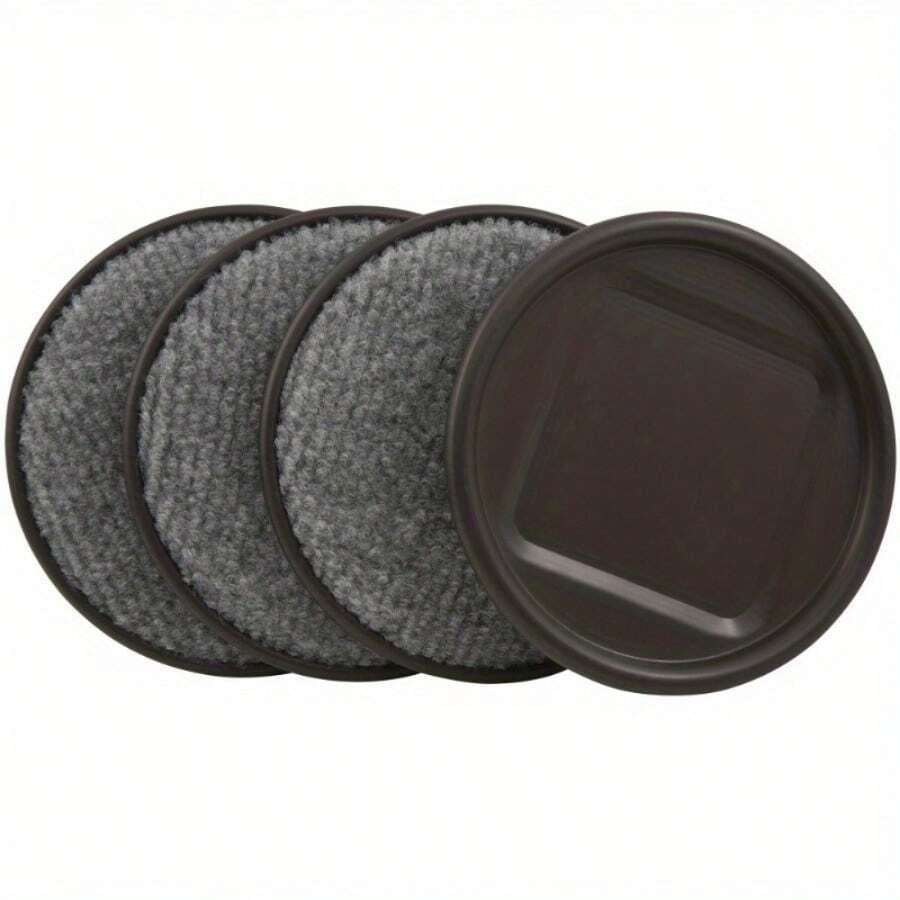 4" Wide Round Furniture Caster Cup Plastic For Hardwood Brown, 4 Pack
