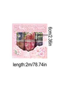 6 Rolls/Box Floral PET Waterproof Sticker Set, Different Color Design Handbook Decorative Stickers, Student Stationery And Scrapbook Decoration Fashion Stickers