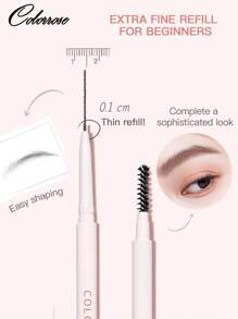 COLORROSE Double Head Brow Pencil, 0.1cm Ultra Fine Eyebrow Pen, Light And Smooth, Long-Lasting , Anti-Oil, Waterproof And Sweatproof, Tea Brown Color