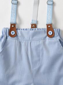 BOARNSEORL Young Boys Gentleman Short Sleeve Set With Collar Shirt, Bowknot And Overalls Shorts, Casual & Comfortable, Stylish For Outing, School, Ceremony, Party, Performance