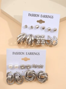 22 stuks overdreven geometrisch ontwerp dames oorbellenset, klassieke neppe parel oorbellen, dagelijks dragen, meisjes sieraden cadeau