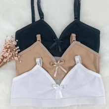 Kit With 3 Cotton Children's Bras For Girls - 黑與白 - 查看 5