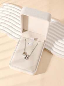1 Fashion Simple Stainless Steel Love Letters Ladies Pendant Necklace Suitable For Ladies Daily Wear Holiday Dating Gift Jewellery Mother's Day Gift (With Gift Box)