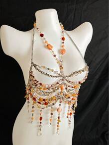 Unisex Sexy Acrylic Crystal Sequin Hollow Pendant Body Chain Necklace, Suitable For Nightclub, Party, Hotel, Carnival, Couples - 彩色 - 查看 6
