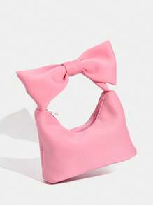 حقيبة يد مزينة بالفيونكة ، حقيبة معصم للبنات بتصميم قلب بلون الوردي والسحب، قماش قطني جميل، وصول جديد لعام 2025