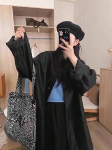 韩版ins风帆布包，休闲夏季轻便字母印花100%单肩包，多功能适用于摄影、购物、户外 - 彩色 - 查看 4
