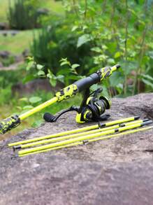 SOUGAYILANG Kit de Combo de Pesca: Caña de Spinning de 5 Secciones de Fibra de Vidrio y Carrete de Aluminio con Relación de Engranaje 5.2:1 - Carrete de Pesca Intercambiable Derecha/Izquierda con Kit de Accesorios de Pesca (Especificación de Línea de Pesca Aleatoria)