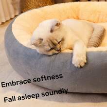 1 pieza Cama para dormir profundo para gatos, nido cálido y grueso para mascotas pequeñas, medianas y grandes en invierno - Gris - Ver 2