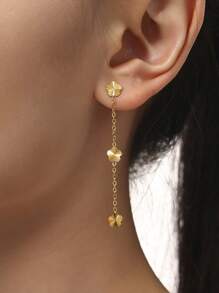 1pc Dainty Stainless Steel Gold Plated Heart Pendant Necklace For Women - Small Flower Necklace - View 11