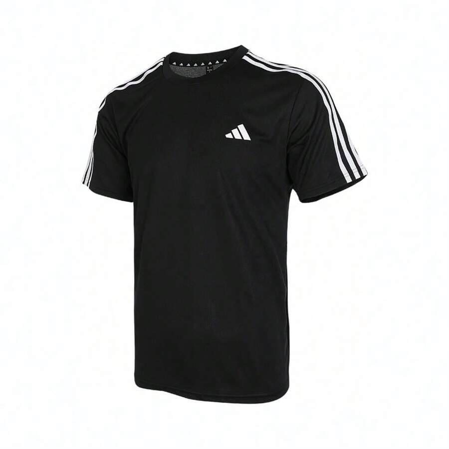 Adidas Men's TR-ES BASE 3S Knitted Turtleneck Short Sleeve T-Shirt TIB8151 - Black - View 1