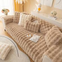 Soft Plush Sofa Cover - Non-Slip Sofa Cover 1 2 3 4 Seater Couch Cover For Sectional Sofa, Fluffy Faux Fur Sofa Seat Cushion Cover L Shape Furniture Protector - 卡其色 - 查看 5