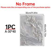 1 pièce Peinture sur canevas murale blanche à vagues libres, faite à la main, pour le salon, le bureau moderne, la décoration de la maison. Grande feuille décorative abstraite avec texture - 1 pièce - Voir 16