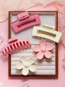 110pcs/Set Pink Fashion Hair Accessories Set, Including Flower & Geometric Plastic Hair Clips, Hair Ties, Scrunchies - Suitable For Women & Girls, Essential For Pink Lady Styling - Fit For Daily Matching & Parties - 2025 New Fashion