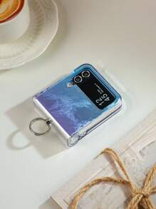 1pc Shiny Icy Gradient Holographic Paperboard Electroplated Kickstand Protective Phone Case Compatible With Samsung Galaxy Z Flip3 5G, Galaxy Z Flip4 5G, Galaxy Z Flip5 5G, Galaxy Z Flip6 5G, Anti-Fall, Shock-Resistant