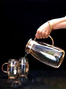 1 Pc Multicolor Cold Water Pot, High Borosilicate Glass Kettle, Home High Capacity Tea Set With Teacups - Multicolor - View 2