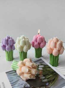 Molde de silicona con forma de flor de tulipán, para hacer velas florales, tartas de cera, decoración de aromaterapia de yeso, manualidades DIY