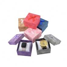 6pcs Mixed Color Cardboard Jewelry Watch Gift Box (With Pillow), 3.54 * 3.54 * 2.17 Inch Paper Watch Packaging Box, Gift Watch Box, Suitable For Men'S Watches, Wrist Watches, Smart Watches, Bracelets, Suitable For Easter, Valentine'S Day, Birthday