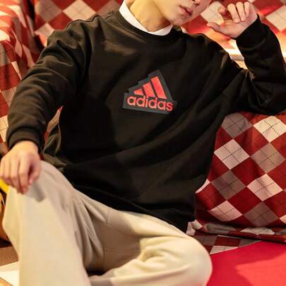 Adidas Men's Sweatshirt Spring New Arrival Sporty Casual Crew Neck Pullover IT3989