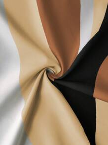 Women's Casual Vacation Style Ribbed Knit Mock Neck Sweater (Wavy Pattern) Paired With Wide Leg Woven Pants 2 Pieces Set - Black - View 3