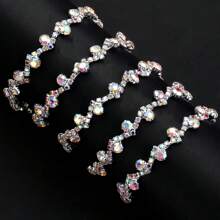 Cadena de cristal de diamantes de imitación con garra brillante - 900mm/35,43" Adorno decorativo de vidrio para ropa, hogar, boda DIY, decoración de abaya Eid, regalos del Día de la Madre y Pascua (base dorada/plateada blanca y AB) - 4 estilos metálicos de lujo