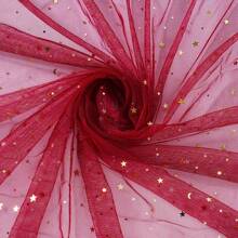 1pc Star & Moon Hexagonal Tulle Fabric, Handmade DIY Headpiece, Clothing, Dress, Flower Packaging, Soft Tulle