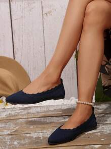 Sapatilhas femininas clássicas de bico , sapatos casuais elegantes e lisos para atividades ao ar livre, confortáveis, antiderrapantes e leves