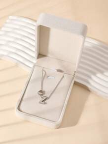 1 Fashion Simple Stainless Steel Love Letters Ladies Pendant Necklace Suitable For Ladies Daily Wear Holiday Dating Gift Jewellery Mother's Day Gift (With Gift Box)