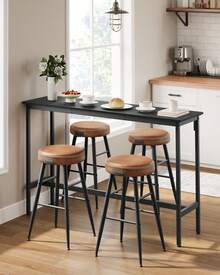 VASAGLE Bar Table, Narrow Long Bar Table, Kitchen Dining Table, High Pub Table, Sturdy Metal Frame, Industrial Design, 15.7 X 55.1 X 35.4 Inches - Black - View 1