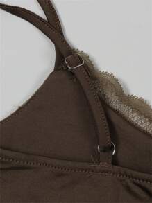 Inmen 夏季性感纯色修身连体裤无袖露背蕾丝拼接臀部运动服俱乐部女装