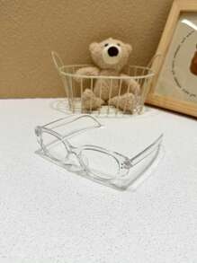 1 Pair Kids' Retro Rivet Frame Clear Lens Glasses, Suitable For All Seasons Everyday Wear - one-size - View 6