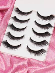 AYRMILLA 5对狐狸/猫咪自然假睫毛，蓬松柔软，3D水貂毛假睫毛，黑色纤长浓密多层假睫毛 - 黑色 - 查看 5