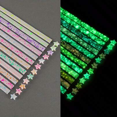210 tiras luminosas de papel de origami con forma de estrella, para manualidades hechas a mano, tiras de papel de estrella de la suerte, 12 constelaciones