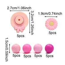 30 件波西米亚雏菊蝴蝶结帽硅胶珠圆花硅胶散珠 DIY 工艺品适用于制作笔、钥匙链、项链、手链