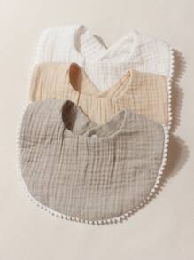 Conjunto de 3 baberos/pañuelos para babear de algodón 100% de gasa de color caramelo lindos para bebé, adecuados para uso diario