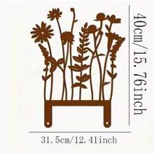 1pc 30cm Rusty Iron Silhouette Flower & Plant Decoration Stake, Suitable For Yard, Garden, Planter, Home Decor, Halloween, Christmas - Multicolor - View 8