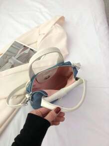 1 件包，异形包，PU 面料，长肩带单肩包挎包，火辣女孩风格，服装包独特时尚女士手提包，简约衬衫设计，小方形斜挎包 - 藍色 - 查看 10