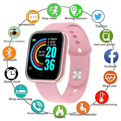 Reloj deportivo inteligente multifuncional con conexión inalámbrica Bluetooth, adecuado para hombres y mujeres, uso diario, deportes y ocio.
