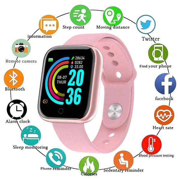 Reloj deportivo inteligente multifuncional con conexión inalámbrica Bluetooth, adecuado para hombres y mujeres, uso diario, deportes y ocio.