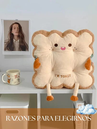 Cojín para tostadas, cojín para silla de oficina, cojín para asiento de estudiante, cojín para suelo de dormitorio, cojín para tatami,feliz(Naranja )