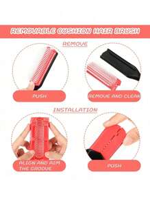 Juego de 7 piezas de cepillos y peines para el cabello, incluye: 1 botella de spray de 200ml, 1 bucle para trenzar el cabello, 1 cepillo de teasing, 1 peine con punta de rata, 1 peine separador de rayas para teñir el cabello, 1 cepillo desenredante para cabello rizado, cabello negro, afro de textura 3a a 4c ondulada, para cabello húmedo/seco/largo y grueso rizado, que exfolia el cabelludo para lograr rizos hermosos y brillantes (negro, rosa, morado) - Negro - Ver 10